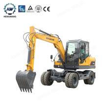 HENGWANG HWL80-6 smart monitoring 8 ton hydraulic driven wheel excavator in Jining